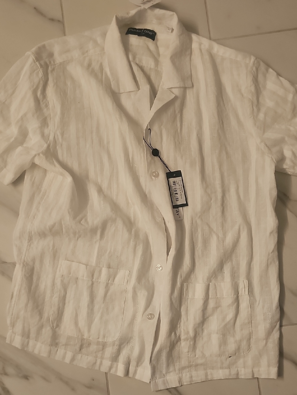 Paisley & Gray Men's White Striped Short-Sleeve Shirt Button Up  Xl